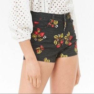 Forever21 Vintage Strawberry Polkadot Denim Shorts